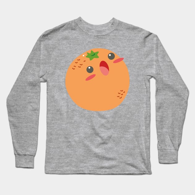 Cute Talking Orange Long Sleeve T-Shirt by CuteDesigns